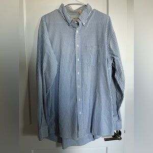 L.L. Bean Blue and White Pin Striped Button Down Shirt